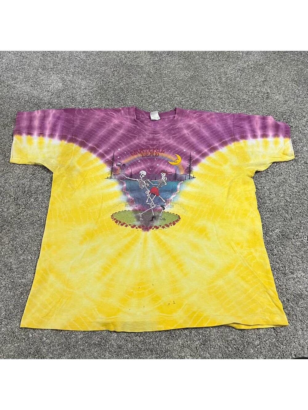 Vintage Rare 1990 Grateful Dead Dancing Skeletons Tie-Dye T-Shirt sizd XL